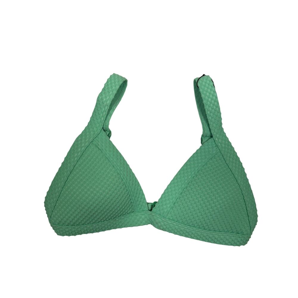 One One Swimwear Bikini Top Womens M Mint Green Kameron Triangle Waffle Knit NWT